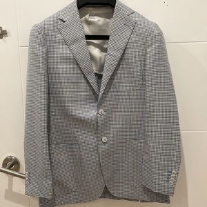 Suitsupply Blue and White Checkered Lightweight Jacket